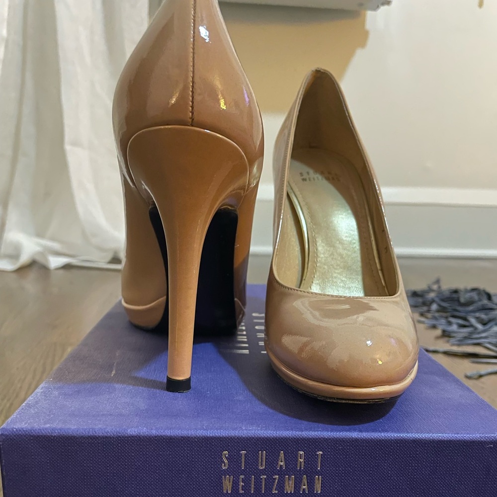 Stuart Weitzman Platswoon Adobe Platform Heels Size 7 nude color